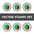I Love Zambia vector stamps set.