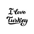 I loveTurkey typography logo. Tourism banner for Turkish tour agency. Modern lettering text for print and souvenir design.