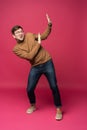 Young cool man full body scared pose. Royalty Free Stock Photo