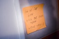 I`m at the gym. Will be back soon note on a sticky notes Royalty Free Stock Photo