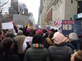 I`m With Her, Statue of Liberty Sign, Women`s March, Central Park West, NYC, NY, USA Royalty Free Stock Photo