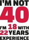 I`m not 40, I`m 18 with 22 years experience - 40th birthday