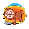 I m not lazy I am just Conserving Energy. Illustration of lazy sloth lying Royalty Free Stock Photo