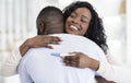 Couple Happy About Pregnancy Test Result, Hugging Each Other Royalty Free Stock Photo