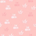 I`m queen Fashion queen with doodle, crown. lettering, hand drawing design texture in hip hop street art style for t-shirt