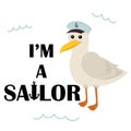 I\'m a sailor. Print with seagull Royalty Free Stock Photo