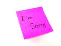 I'm sorry on post it note Royalty Free Stock Photo