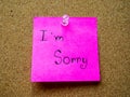 I'm sorry on post it note Royalty Free Stock Photo