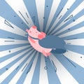 I`m superman. Cute cartoon pig illustration. Royalty Free Stock Photo