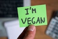 I'm vegan written n a memo at the office Royalty Free Stock Photo
