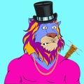 Pink Lion Nft Character design in illustration Royalty Free Stock Photo