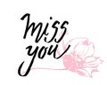 I miss you. I heart you. Valentines day calligraphy card. Hand drawn design elements. Handwritten modern brush lettering. Royalty Free Stock Photo