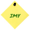 I miss you texting acronym IMY, wistful longing textspeak text concept, green marker romance crush slang message metaphor