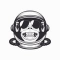 I Need More Space. Vector Typography Quote with Smiling Chimpanzee Ape. Astronaut Helmet, Funny Monkey. Spaceman Design