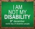 I am not my disability written on green blackboard