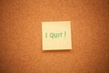 I quit note on cork board Royalty Free Stock Photo