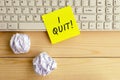 I quit text on yellow paper Royalty Free Stock Photo
