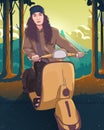 I rode a scooter that afternoon on the island of Java in a beautiful atmosphere Royalty Free Stock Photo