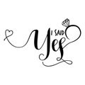 I said Yes` -Hand lettering typography. Royalty Free Stock Photo