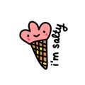 I am salty hand drawn vector illustration in cartoon style. Ice cream smiling