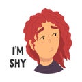 I am Shy, Teen Problem, Depressed Teenager Girl in Stressful Situation Vector Illustration Royalty Free Stock Photo