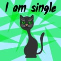 I am single, lonely, sad cat. Vector