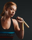 I skip right over challenges like its nothing. Studio portrait of a sporty young woman posing with a skipping rope