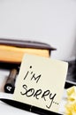 I am sorry sticky note post card Royalty Free Stock Photo