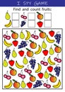I spy fruits - educational game for kids. Math worksheet for kindergarten, school, preschool. Development of numeracy skills Royalty Free Stock Photo