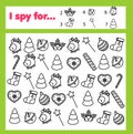 I spy game. Find, color and count. Christmas and new year holidays theme activity for kids, toddlers, children