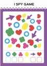 I spy game. Find and Count shapes for toddlers. Counting activity for kids. Educational for kids. Basic Geometrical