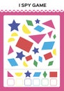 I spy game. Find and Count shapes for toddlers. Counting activity for kids. Educational for kids. Basic Geometrical