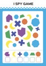 I spy game. Find and Count shapes for toddlers. Counting activity for kids. Educational for kids. Basic Geometrical