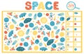 I spy game. Space Educational Maze Puzzle Games, suitable for games, book print, apps, education. Funny vector simple cartoon Royalty Free Stock Photo