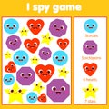 I spy game for toddlers. Find and count objects. Educational activity for children. Learning geometric shapes