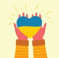 I stand with Ukraine. People support for Ukraine with the colors of the flag. No war. Ukraine in the heart.