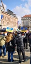 I Stand Wirh Ukraine Banner at Peaceful Protest Against War in Ukraine