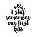 I still remember our first kiss - Calligraphy phrase for Valentine day. Royalty Free Stock Photo