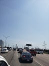 I35 Street view of dallas Texas skyline