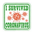 I survived coronavirus grunge rubber stamp Royalty Free Stock Photo
