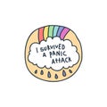 I survived a panic attack doodle sticker Royalty Free Stock Photo