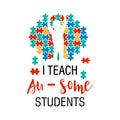 I teach awesome students quote lettering typography illustration Royalty Free Stock Photo