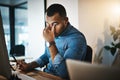 I think thats enough overtime for today. a young businessman experiencing stress during a late night at work. Royalty Free Stock Photo