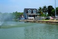 Vintage house at a pond rim