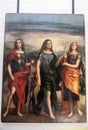 I Tre Arcangeli Three Archangels a table oil painting by Giovan Francesco Caroto, 11th century.