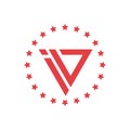 I and v logo icon and surrounded by stars