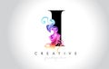 I Vibrant Creative Leter Logo Design with Colorful Smoke Ink Flo Royalty Free Stock Photo