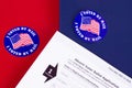 `I Voted By Mail` sticker and Absentee Voter Application Vote by Mail Form