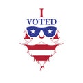 I voted sticker design. Bearded man in sunglasses. The US presidential election 2020. Vector illustration Royalty Free Stock Photo