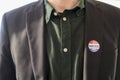 I Voted Today sticker on a man`s coat lapel for the US presidential election Royalty Free Stock Photo